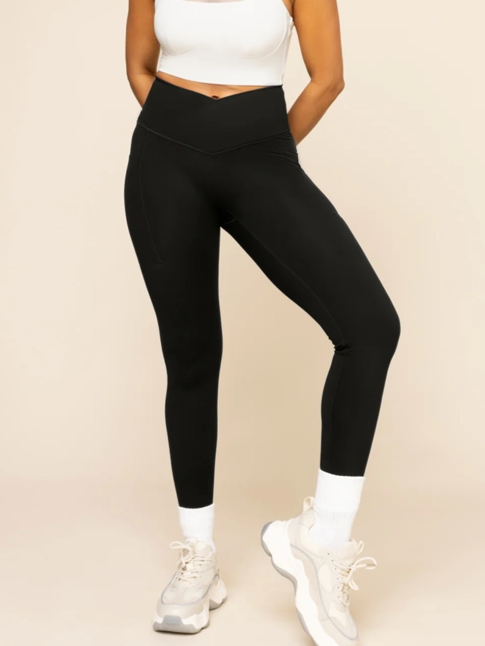 Popflex Crisscross Hourglass Legging With Pockets Black Size 1X